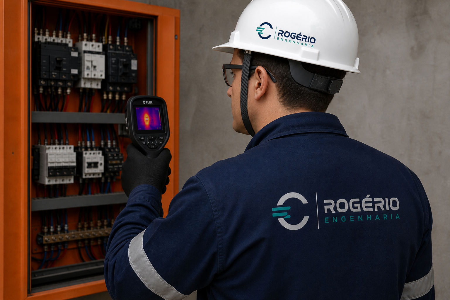 Engenheiro da Rogério Engenharia em inspeção termográfica